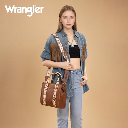 Image of Wrangler Tote Bag for Women, Western Purse, Top Handle Handbag with Aztec Crossbody Strap, Medium Zipper Purse