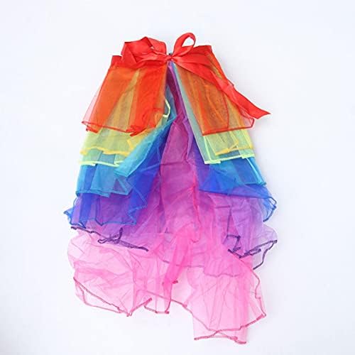 Uonlytech Womens Rainbow Tutu Skirt, Layered Dancing Ruffle Tutu Rainbow Bustle Skirt Mini Skirt Petticoat for Girls Women Dancer, One Size
