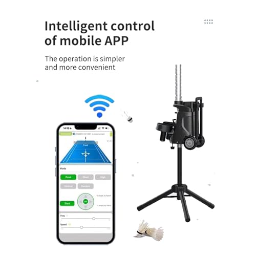 Lanciatore automatico per badminton – App intelligente e telecomando, macchina portatile per allenamento, contiene oltre 52 palline per giocare continuamente