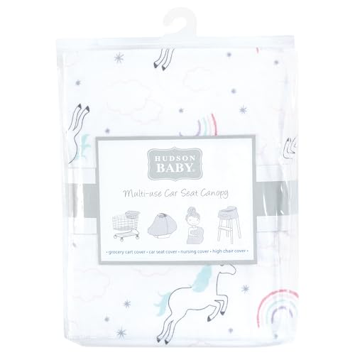 Image of Hudson Baby Unisex Baby Multi-use Car Seat Canopy, Glitter Unicorn, One Size