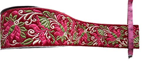 Kvr Polyester Brocade Jacquard 9 Yards 2.50 Inch Craft Trim Floral Design Sewing Embroidery Decoration Ribbon Lace Garment Dress Skirt Wedding Party (012-2.5 Inch Wide,9 Yard In Roll) #TOP2