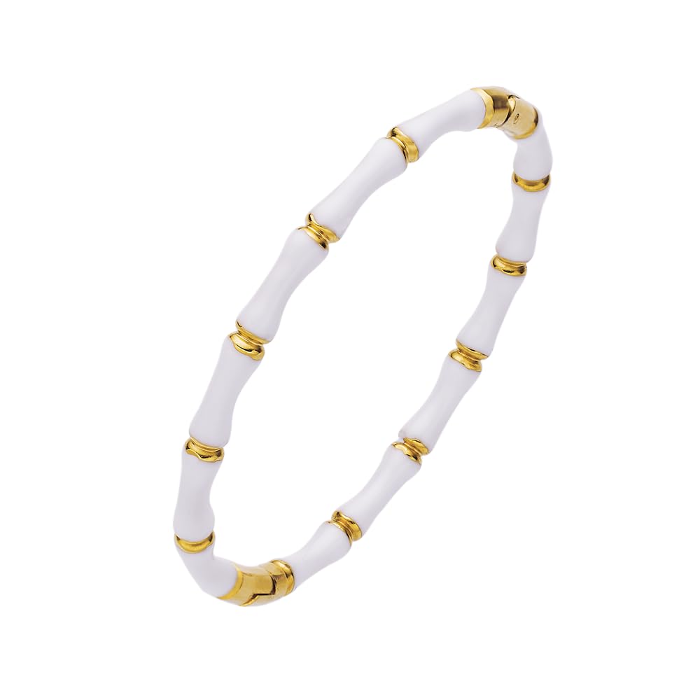 GodyceLove Friendship Bracelet Bangle Colorful Enamel Bangles Bracelets for Women Party Fashion Bamboo Design Gold Bracelet Bangles Jewelry Birthday with Gifts Box