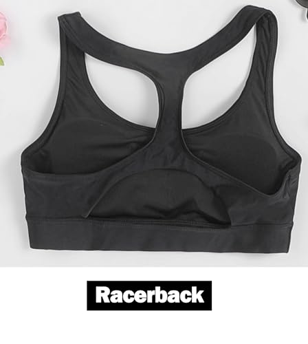 Women Racerback Sports Swim Bra High Neck Bikini Tops Black Workout Bathing Suit Padded Tops Only3