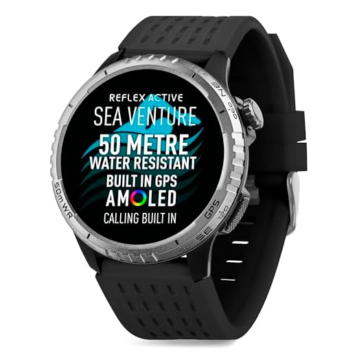 Reflex Active Sea Venture 50m Swim-Safe AMOLED GPS Black Strap Smart Watch