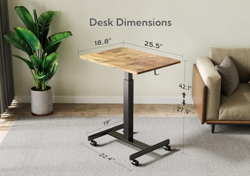 Image of Claiks Mobile Rolling Desk Small Portable Laptop Cart on Wheels, 28 inch Brown