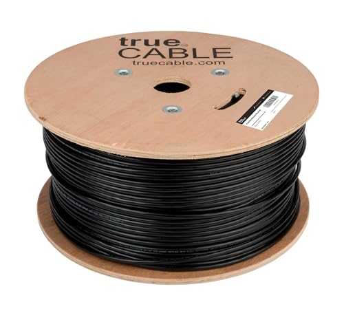 Image of TRUE CABLE Cat5e Direct Burial Bulk Ethernet Cable, Unshielded U /UTP, 1000ft, Black, Waterproof, Outdoor OSP Jacket, 24AWG Solid Bare Copper, 350MHz, PoE++ 100W