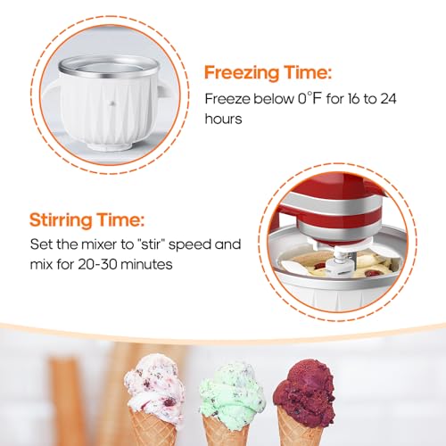 image for Ice Cream Maker Attachment for KitchenAid Stand Mixer, Ice Cream Bowl 