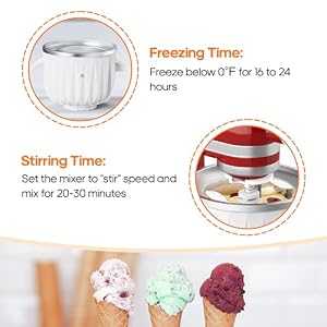 Ice Cream Maker Attachment for KitchenAid Stand Mixer, Ice Cream Bowl Compatible with 4.5Qt and Larger Stand Mixers, Ice Cream & Sorbet Gelato Maker Attachment Makes 2-Quart Frozen Yogurt by Focollk Ice Cream Maker Attachment for KitchenAid Stand Mixer Ice Cream Bowl Compatible with 45Qt and Larger Stand Mixers Ice Cream Sorbet Gelato Maker Attachment Makes 2 Quart Frozen Yogurt by Focollk