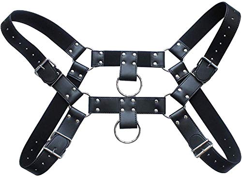 Men s Adjustable Leather Body Chest Harness Belt Shoulder Cage Belt Clubwear Costume (Black003)2