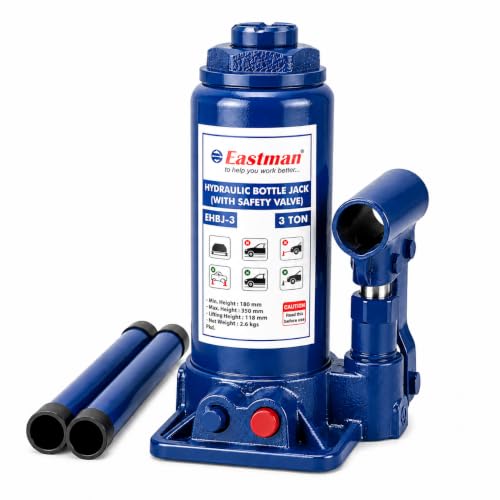 Image of Hydraulic Bottle Jack 3 Ton Heavy Duty Steel Jack for Car, SUV, Truck Portable Hydraulic Lift Tool with Easy Pump Handle & Wide Base for Stability