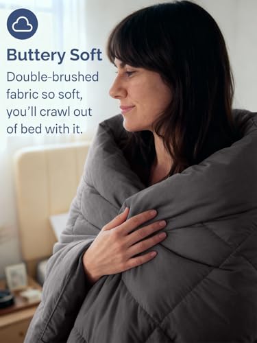 Image of King Size, Dark Gray Alternative Down Comforter - Warm, Lightweight & Breathable Hotel Quality Bedding Set for Men, Women, Kids & Teens - All Season Oversized Cooling Microfiber Duvet Insert Comforter