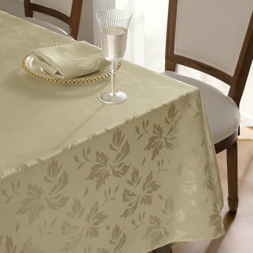 Romanstile große Jacquard Tischdecke abwaschbar 350x150 cm beige Blumen Tischdecken rechteckig Tischtuch Tischwäsche Table Cloth deko für… – Ansicht 6