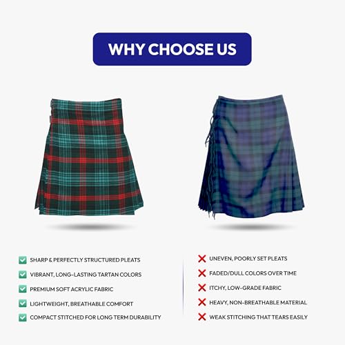 Image of 8 Yard Mens Kilt - Authentic Tartan Kilt for Men Highland Outfit for Weddings & Traditional Scottish Wear