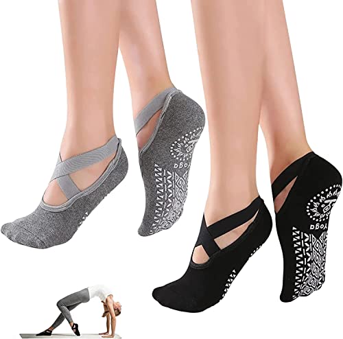 Calcetines Antideslizantes Para Yoga - Pack De 4 Pares, Con Puntos De PVC, Transpirables
