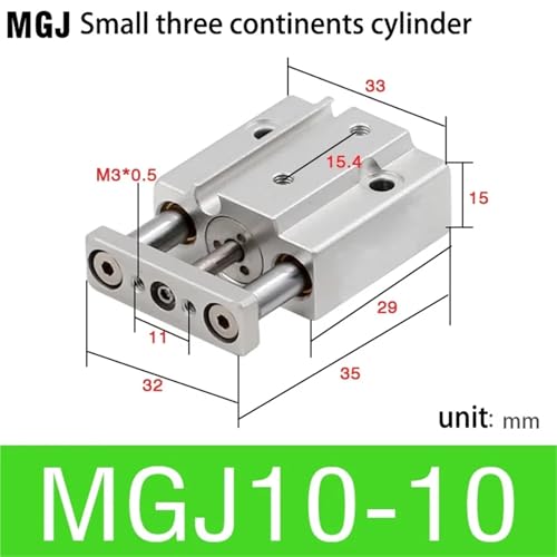 Micro-vérin à trois tiges ultra compact MGJ10-10 avec guidage rigide