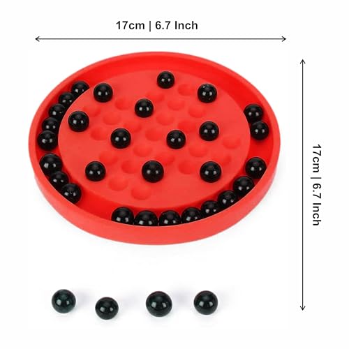 Image of Ankit Toys & Games Brainvita Marble Solitaire Board Game Red for Kids & Adults 6+ Years Peg Puzzle Strategy Brain Teaser Educational Toy with Glass Marbles Travel Friendly Family Game