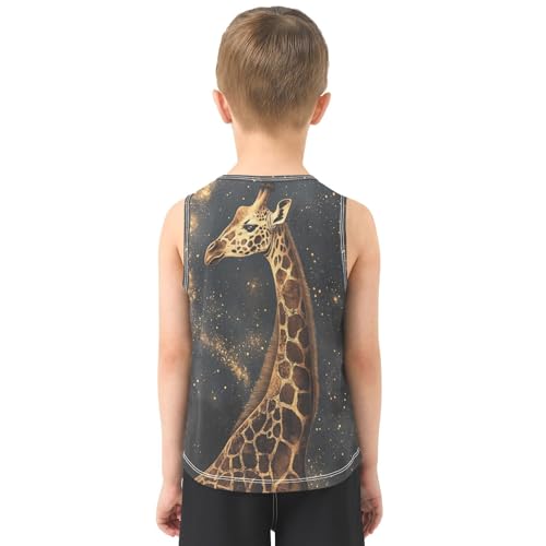 Boys Tank Top Shirts Giraffe Galaxy Stars Animal Sleeveless T-Shirts Crew Neck for Kids Clothing Children3