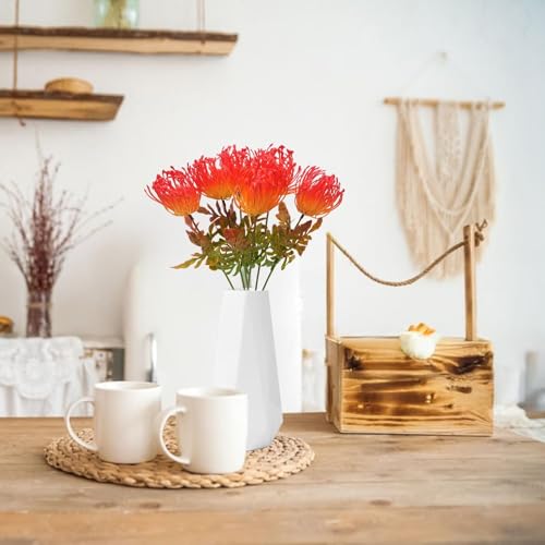 NAHUAA 6 PCS Tropical Flowers Christmas Flowers Artificial UV Resistant Fake Plastic Protea Fake Spider Mum Flower Arrangement for Table Centerpieces Home Kitchen Office Indoor Outdoor Decor