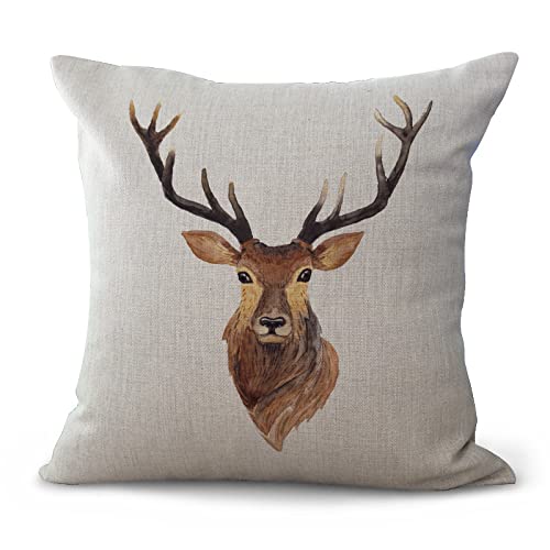 Kissenbezug 80x80 Tier Hirsch - Sanft Baumwolle Leinen Kopfkissenbezug...