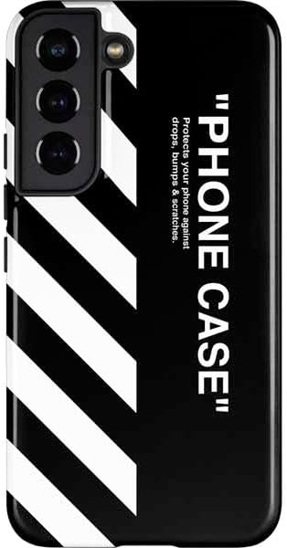 Skinit Pro Phone Case Compatible with Galaxy S22 - White and Black Stripes Design