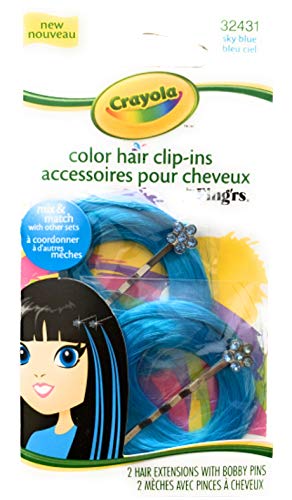 Crayola color clip in hair extensions - 2 blue with bobby pins