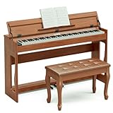 UMOMO 88 Weighted Key Digital Piano with Duet Piano Bench, Beginner Keyboard Piano Full Size Heavy Hammer Weighted Action Electric Piano Keyboard with USB MIDI, Brown