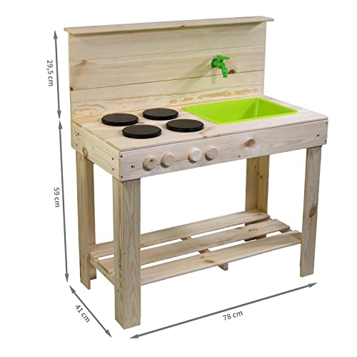 mgc24 Matschküche M, Outdoor Spielküche für Kinder aus Kiefernholz, Kinderküche für Garten Terrasse Spielhaus, mit… – Bild 3