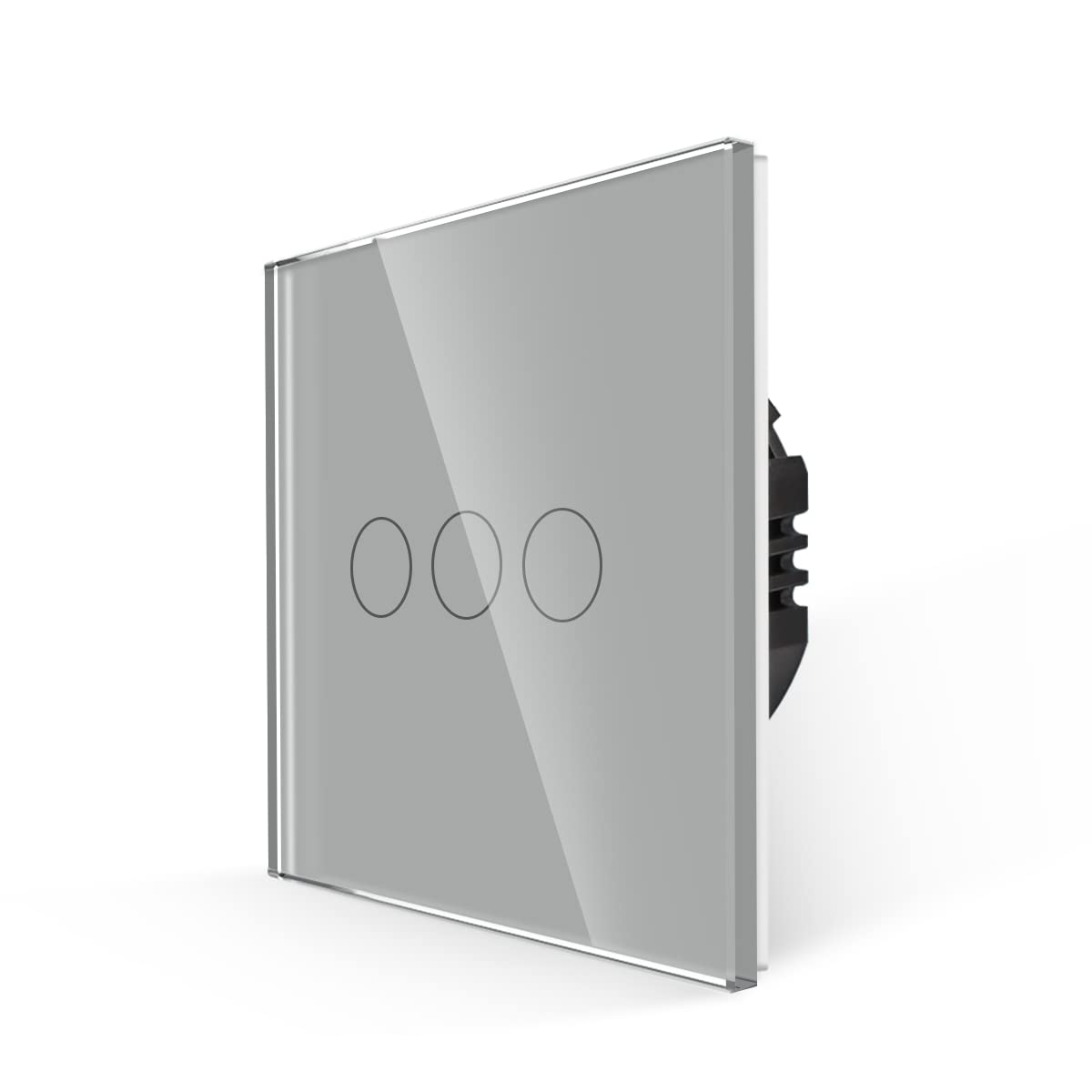 JIMEIDA Touch Light Switch in Grey, Triple Light Switch with Glass