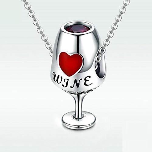 Original Authentic 925 Sterling Silver Charms Red Wine Glass Cup Dangle Letter Bead for Pandora Bracelet Charms (Red Wine Cup Charm)4