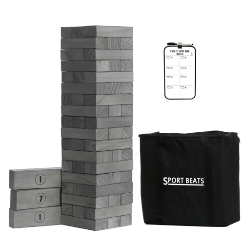 Image of Outdoor Games Large Tumble Tower 54 Wood Blocks Stacking Game, 4 FT Tall