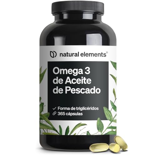 Omega 3 2000mg por dosis diaria - 365 cápsulas de Omega-3 - Máxima concentración de DHA 240mg y EPA 360mg - Probada en laboratorio y fabricada en Alemania