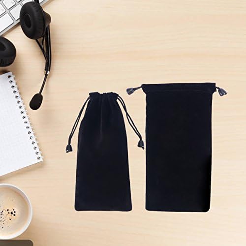 Nicerio 2 x Watch Storage Bag, Velvet Fabric Jewellery Pouches with Cord, 20 x 11 cm, Black