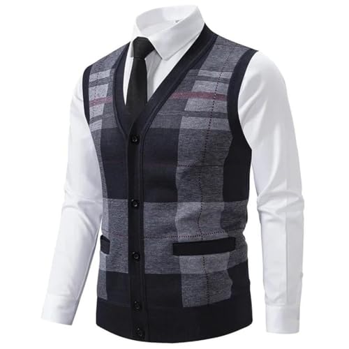 Men’S Casual Knitted Sweater Vest with Pockets Slim Fit V-Neck Sleeveless Button Down Cardigan Outwear2