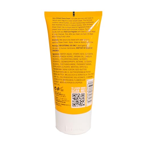 Image of High Time Dare 2B Bald Shaving Cream Sensitive Skin with Argan Oil, Tea Tree Oil, Shea and Cocoa Butter | Bald Head Shave Lotion for Rich Hydration and Moisture | 5.0 OZ