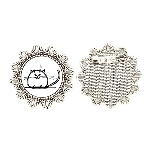 Broche de plata de gato rizado mediano para chaquetas y solapas