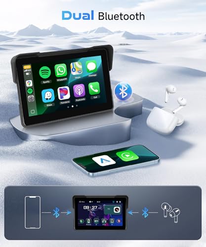 Image of 7 inch Motorcycle CarPlay GPS Navigation System, Portable CarPlay Screen