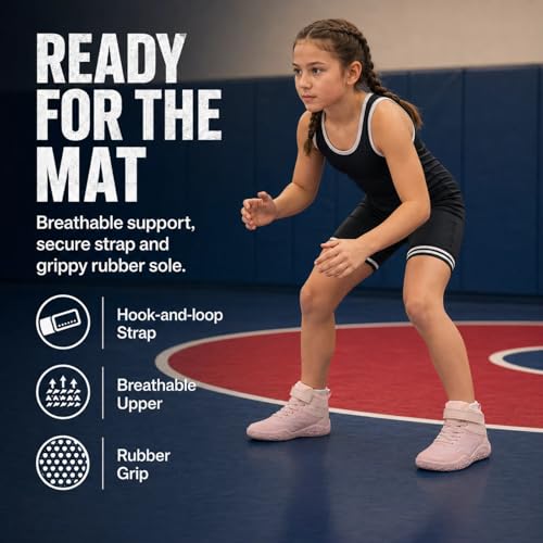 Kids Wrestling Shoes Boys Girls Wide Toe Box Zero Drop Boxing Shoes Pink - image 7