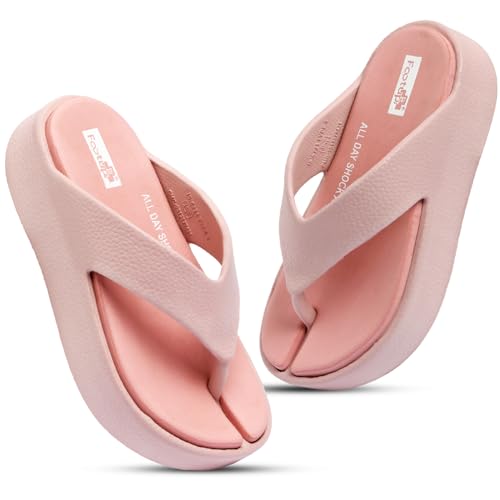 Image of FOOT UP Women's Anti-Skid Comfort Slippers | Ultra Soft Platform Flip Flops, Cushioned EVA Sole with Shock Absorbing Design, Lightweight Slip-On Footwear for Home Use, Indoor Areas & Outdoor Movement