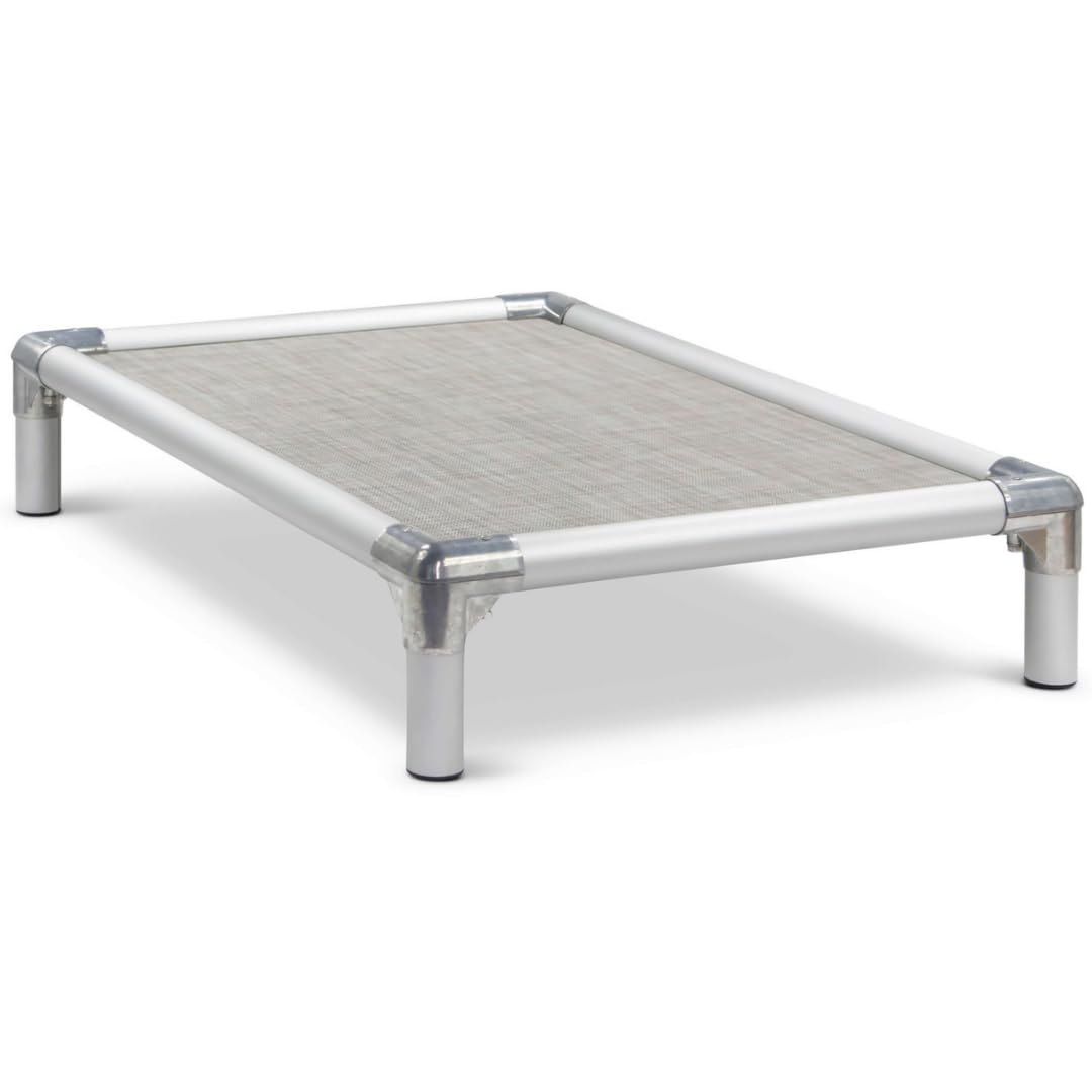 Kuranda Chewproof Elevated Pet Bed - Silver Aluminum - 50" x 36" - Sunsure Textilene - Birch