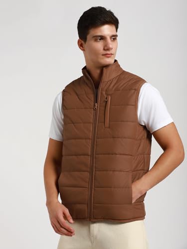 Image of Dennis Lingo Men Regular Fit Polyester Sleeveless Solid Jackets
