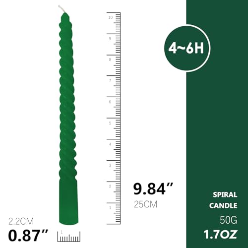 Taper kaarsen, spiraal gedraaide taps toelopende kaarsen set van 4, ongeparfumeerde taps toelopende kandelaars 10 inch hoog, huisdecoratie keuken decor bruiloft decoraties - Afbeelding 3