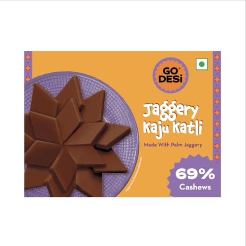 Image of GO DESi - Jaggery Kaju Katli | 69% Cashews | Gud Kaju Katli | Sugar Free Sweets | Cashew & Jaggery Sweet | Indian Mithai | Sweets Gift Pack | 200 grams