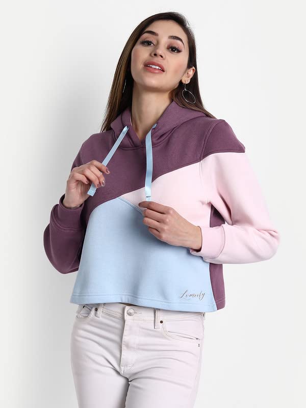 Image of Women's Stylish 3 Shade Fleece Hoodie Suitable for Winters