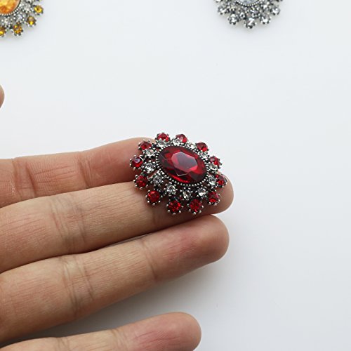 New Vintage 10Pcs (Mix 10 Color) Glass Crystal Rhinestone Button Flatback Embellishment For Hair Flower Center Diy Craft Decor #TOP2