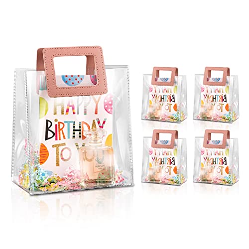 SHIPKEY Paquete de 10 bolsas de regalo transparentes de 8 x 3.1 x 8 pulgadas, perfectas para golosinas, maquillaje, golosinas y fiestas