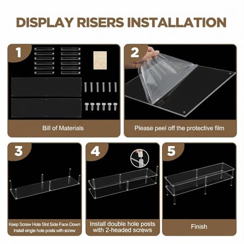 Image of 2-Tier Acrylic Shoe Shelf, Clear Acrylic Organizer, 42.5 inch L x 11.8 inch W x 12.2 inch H, Each Tier Holds up to 6 Pairs of Heels, Sneakers, Flats, Ideal for Closet, Entryway, Bedroom, Easy Assembly