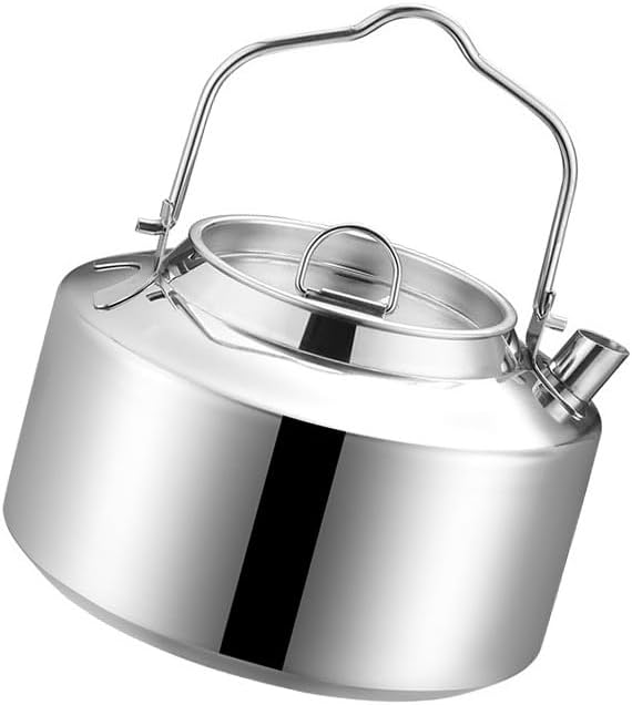 Camping Water Kettle,Lightweight Stainless Steel Camping Kettle,Durable and Portable Camp Tea Pot,Ideal for Hiking Picnic Travel