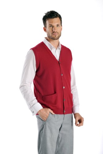 Cashmere Boutique 100% Pure Cashmere Sleeveless Vest Men's Cardigan Sweaters - 2 Front Pockets, Button Down, & V Neck Sweater4