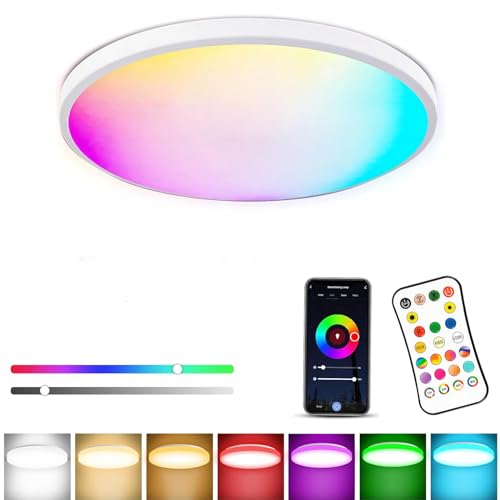 Luminária LED Inteligente 24W 3000-6500K Redonda de Embutir Wi-Fi...