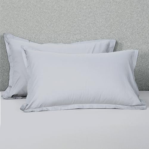 Image of SleepyCat Cotton ?Solid Pillow Case with Envelope Closure - Pack of 2 Count | Coloured with AZO-Free Dyes and Oeko-Tex Certified | Machine Washable, Dolphin Grey (Standard Size, 28X18 Inches),200